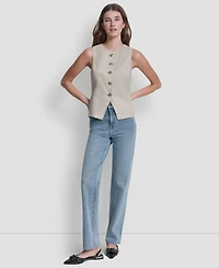 Dkny Jeans Women's Crewneck Button-Front Vest