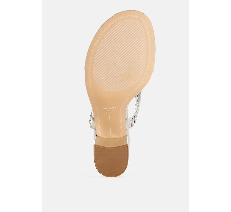 Chan Metallic Studded Statement Heels