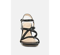 Artha Womens open square toe block heel sandals