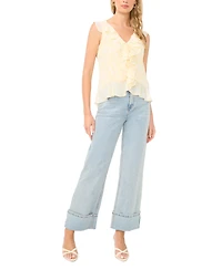 1.state Women's V-Neck Ruffle Sleeve Blouse