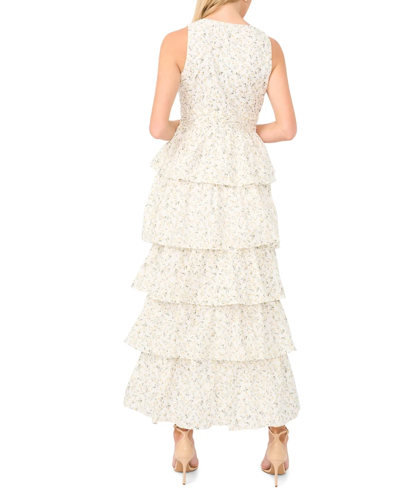 1.state Women's Cascading V-Neck Ruffle Maxi Dress