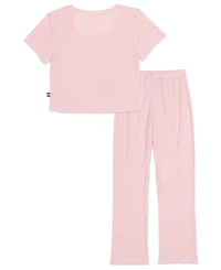 Splendid Girls' 6-16 Heart Pointelle Round Neck T-Shirt & Pants, 2-Piece Set