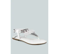 Risha Genuine Leather Tassel Sandals