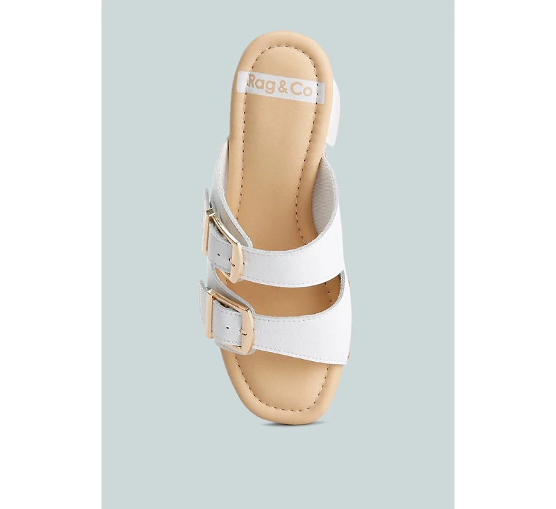 Kenna Dual Buckle Strap Sandals White