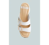 Kenna Dual Buckle Strap Sandals White