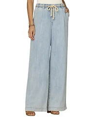 Democracy Petite Pleated Wide Leg Rope Tie Belt Pants