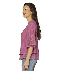 Democracy Petite Scoop Neck Bell Sleeve Top