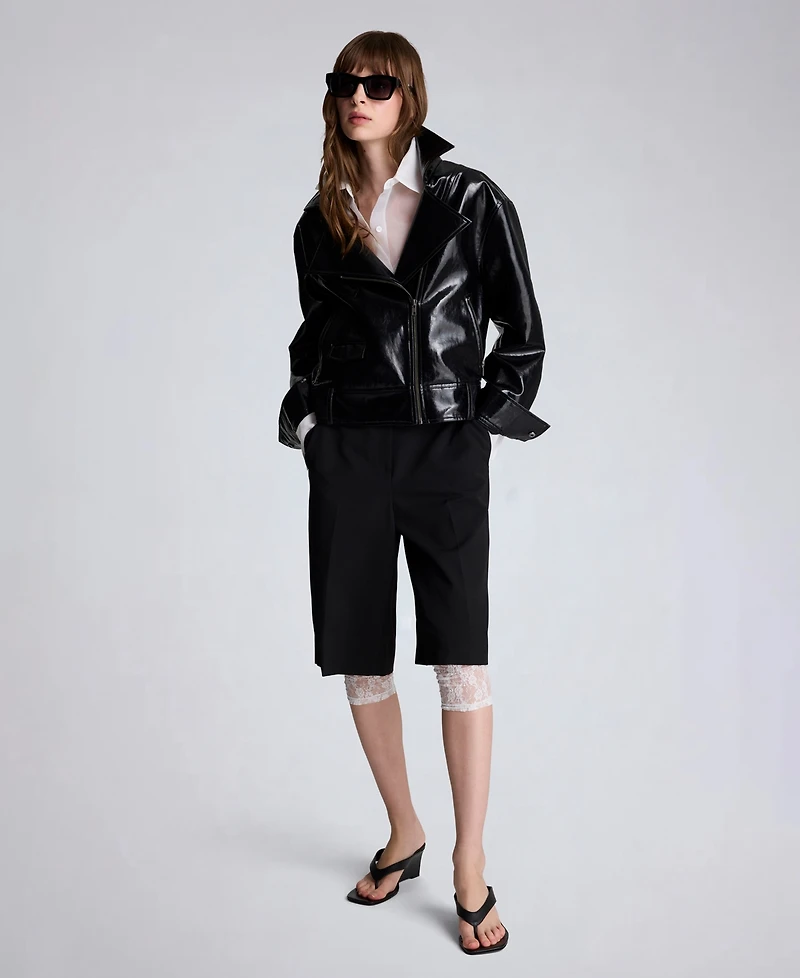 Kenneth Cole Women's Moto Collared Neck Jacket