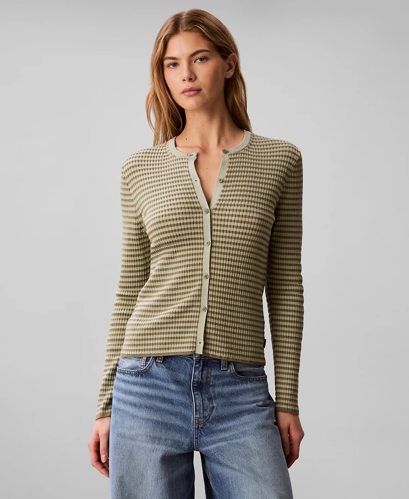Calvin Klein Women's Striped Long-Sleeve Sweater