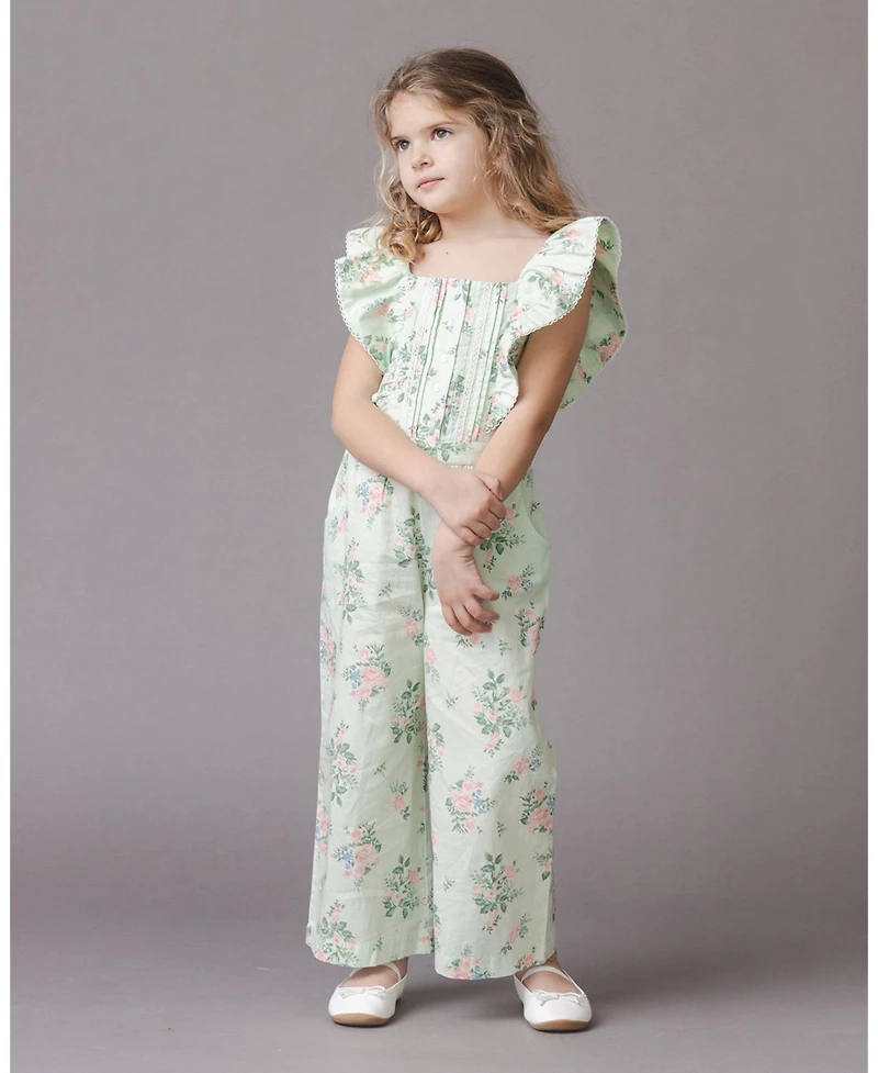 Hope & Henry Little Girls Organic Flutter Sleeve Sateen Jumpsuit