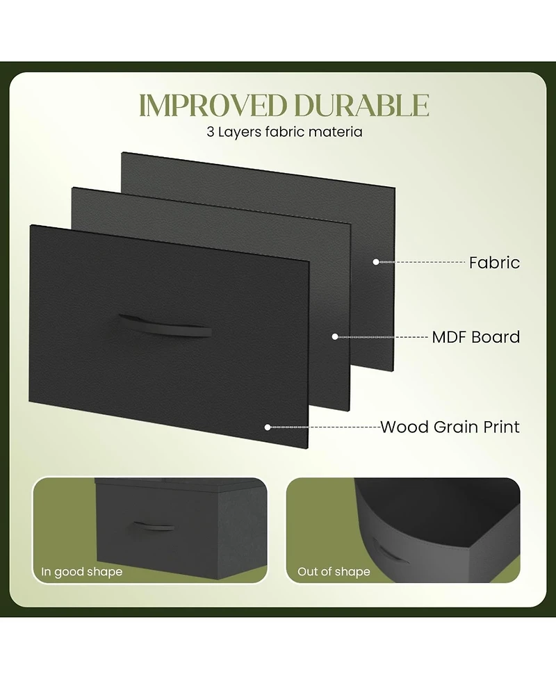 gaomon 18 Drawer Long Dresser with Fabric Drawers, Sturdy Metal Frame, Pu Handles, Spacious Storage Cabinet for Bedroom, Living Room, or Entryway