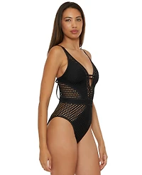 Becca Women's Castaway Fishnet One-Piece Swimsuit