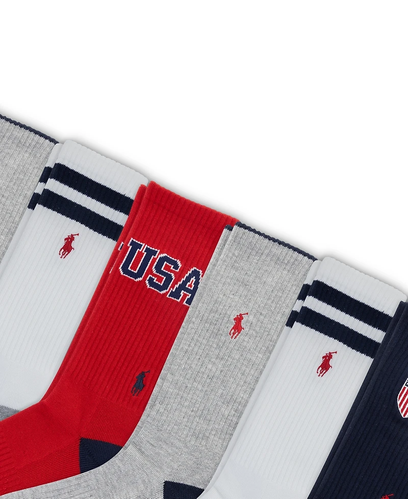 Polo Ralph Lauren Men's Usa Logo Crew Socks, 6-Pack