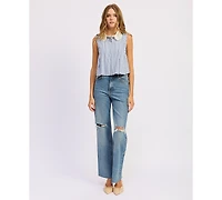 En Saison Women's Clara Sleeveless Button-Front Top