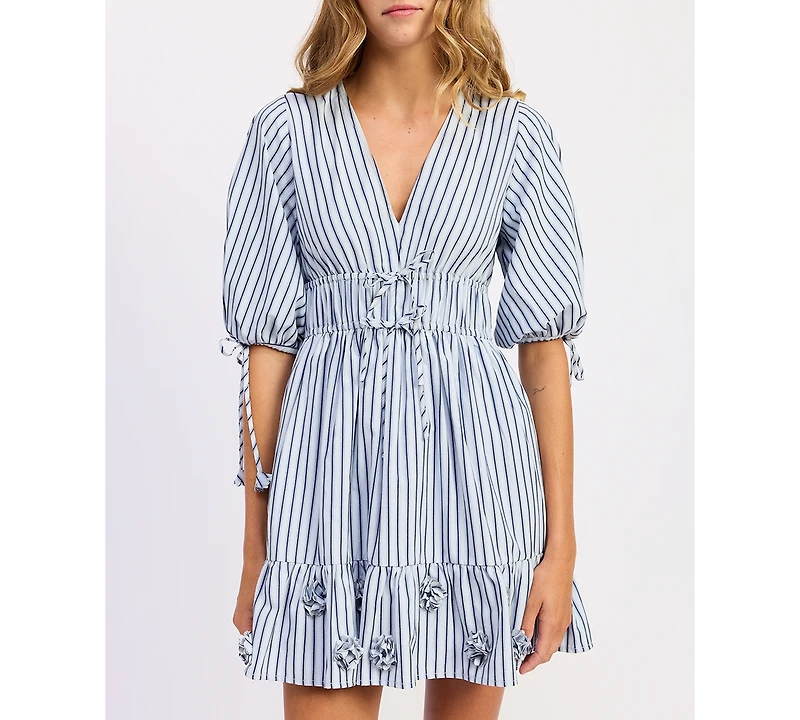 En Saison Women's Clara V-Neck Short-Sleeve Dress