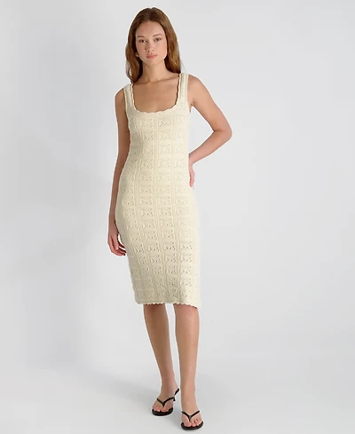 French Connection Women's Nellis Square Crochet Knit Midi Dress