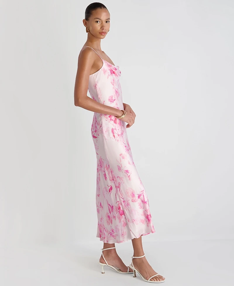 French Connection Women's Oona Satin Sophie Cowl Neck Flare Midi Dress