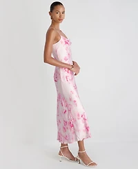 French Connection Women's Oona Satin Sophie Cowl Neck Flare Midi Dress