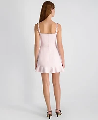French Connection Women's Whisper Square Neck Frill Hem Mini Dress