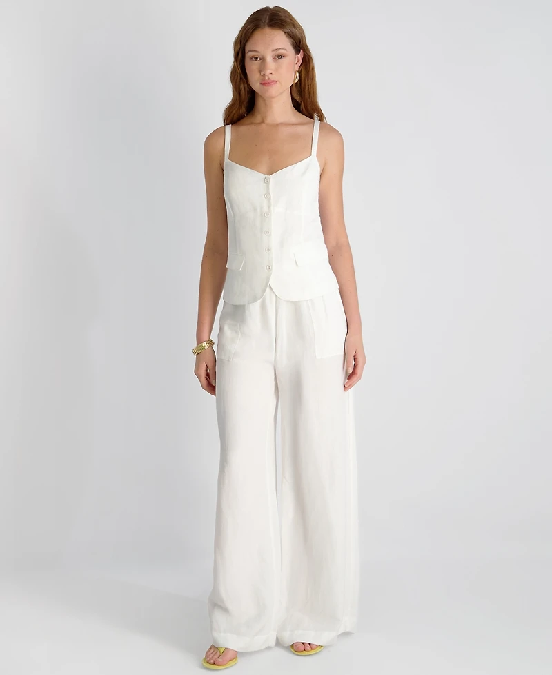 French Connection Women's Cooper Linen-Blend Wide-Leg Pants