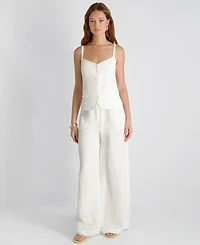 French Connection Women's Cooper Linen-Blend Wide-Leg Pants