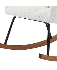 Flynama Off White Comfy Upholstered High Backrest Rocking Chair for Nursing Baby Reading Napping Nursery Living Room