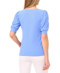 CeCe Women's Shirred Scoop-Neck 3/4-Sleeve Knit Top