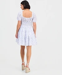 Kingston Grey Trendy Plus Printed Cotton Sweetheart-Neck Dress