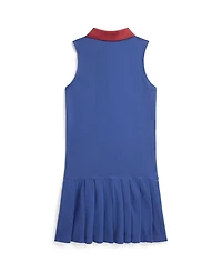 Polo Ralph Lauren Girls' 7-16 Pleated Mesh Quarter-Zip Collar Dress