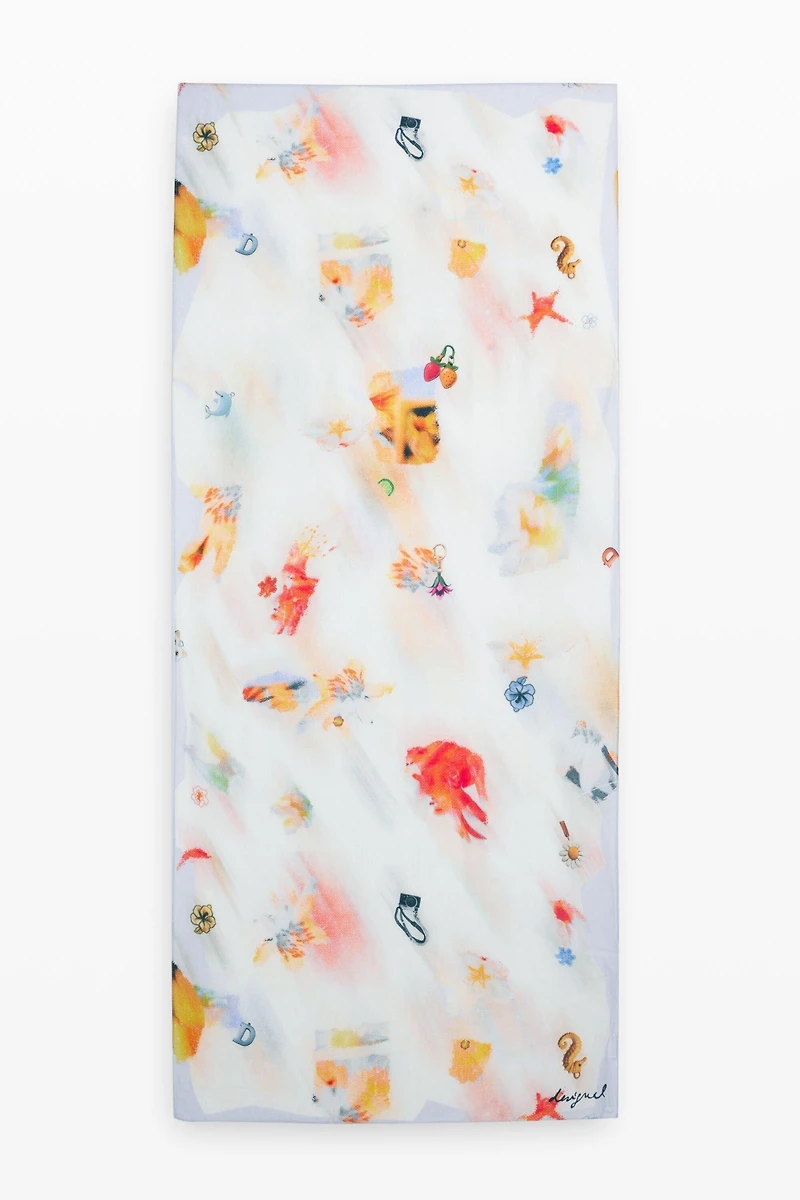 Desigual Women's Rectangular foulard charms