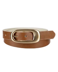 Calvin Klein Reversible Leather Puffed Oval Center-Bar Buckle Belt