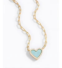 Mint & Lily Dainty Heart Paperclip Necklace in 18k Gold Plated Sterling Silver