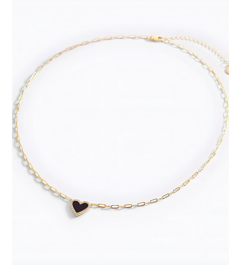 Mint & Lily Dainty Heart Paperclip Necklace 18k Gold Plated Sterling Silver