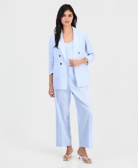 Bar Iii Womens Linen Blend Scrunch Sleeve Blazer Scoop Neck Camisole Pull On Pants Macys Exclusive