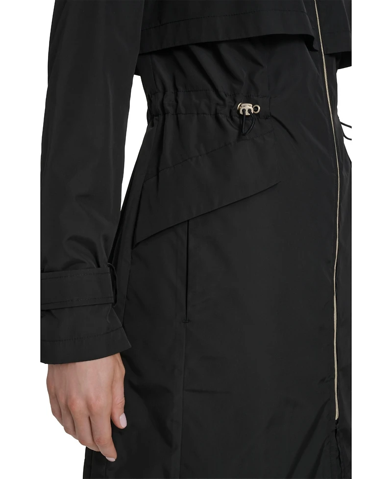 Cole Haan Signature Women's Zip Up Trench Coat With Stow Away Hood