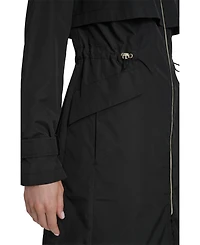 Cole Haan Signature Women's Zip Up Trench Coat With Stow Away Hood