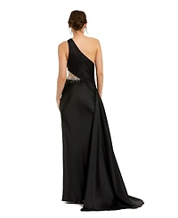 Women's One Shoulder Embellished Satin Gown