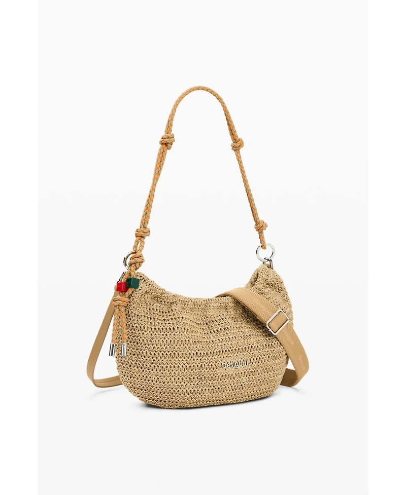 Desigual Women's Medium oval raffia bag with charms