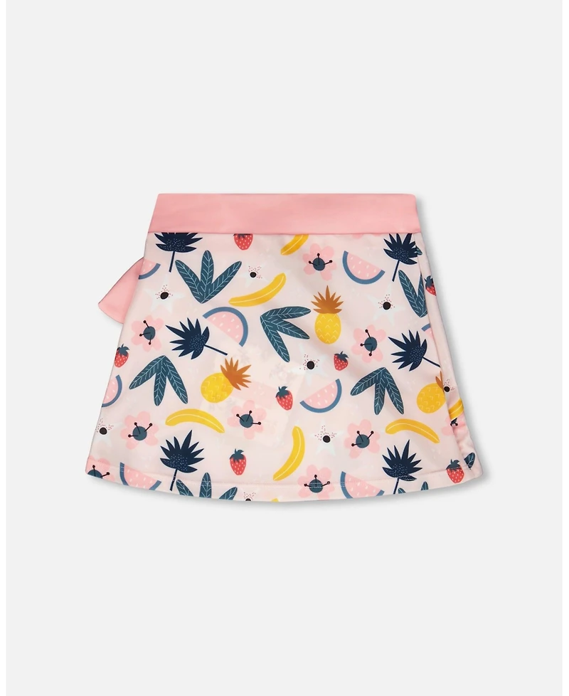 Deux par Girls Beach Skirt Cover-Up Pink Printed Fruits