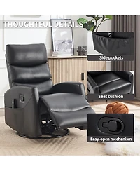 Clihome Manual Recliner Chair Heat Massage with Rocker and Swivel Fabric for Living Room.