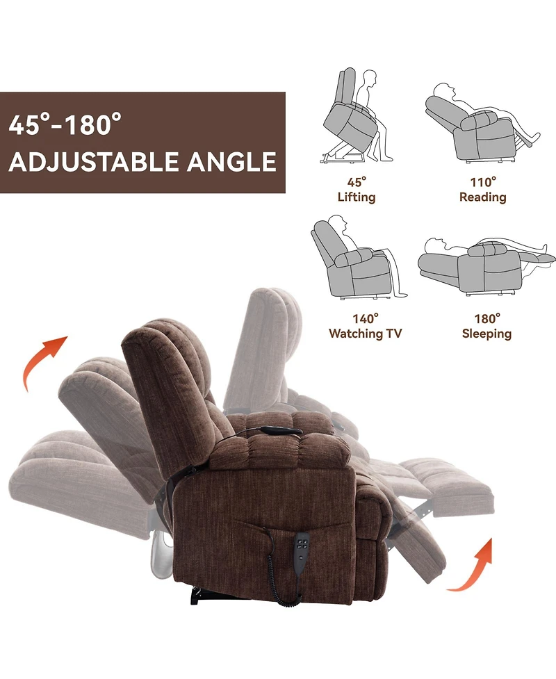 Clihome Power Lift Recliners, Dual Motor Heat Massage Infinite Position Recliner Chair