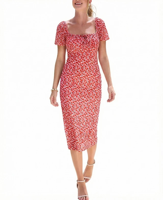 macy's red floral dress Cupshe Women's Midtown Floral Midi Beach Dress