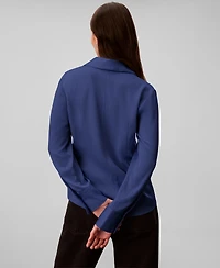 Calvin Klein Women's Hammered Fitted Collared Shirt