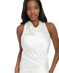 ivy + blu Women's Cowl Halter Side Twist Midi Dress