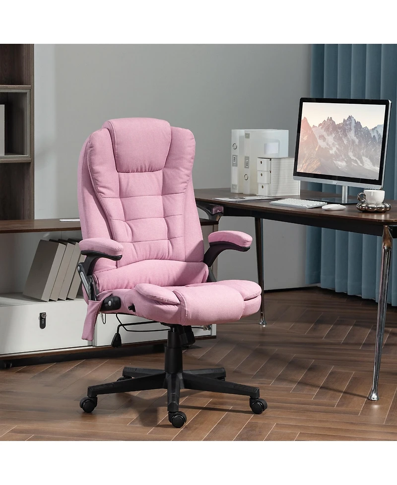 Boyel Living 6 Point Vibrating Massage Office Chair with Heat Linen High Back Executive Recliner