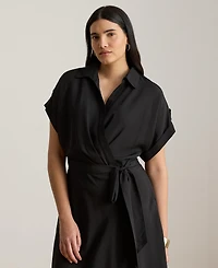 Lauren Ralph Lauren Plus Size Collared Neck Dress