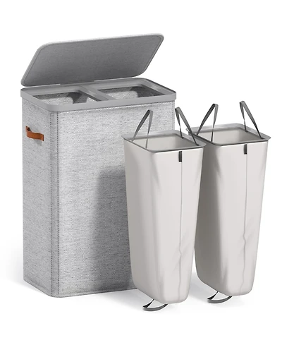 Sorbus 2-Compartment Laundry Basket with Removable Laundry Bag - Durable Organizer for Bathroom, Bedroom, or Laundry Room - Space Saving Design