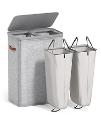 Sorbus 2-Compartment Laundry Basket with Removable Laundry Bag - Durable Organizer for Bathroom, Bedroom, or Laundry Room - Space Saving Design