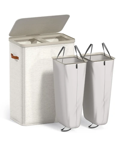 Sorbus 2-Compartment Laundry Basket with Removable Bag - Durable Organizer for Bathroom, Bedroom, or Room Space Saving Design