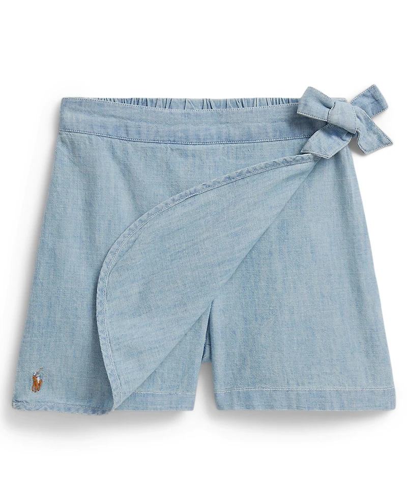 Polo Ralph Lauren Girls' 2T-6X Chambray Faux-Wrap Skort